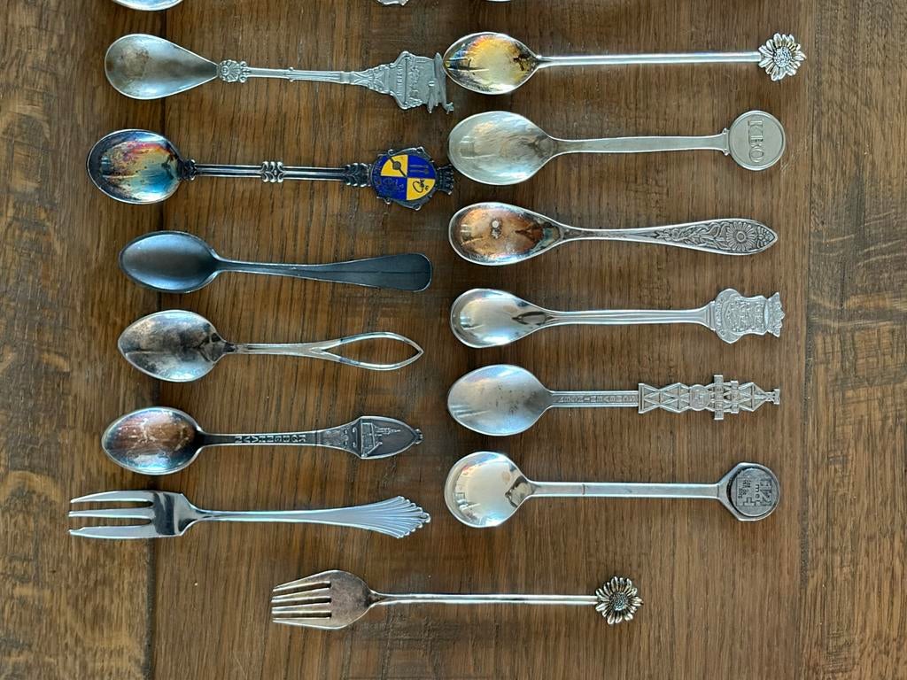 Verzilverde lepeltjes en vorkjes, Antiek en Kunst, Antiek | Bestek, Ophalen of Verzenden