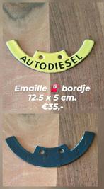 Origineel vintage emaille benzinepomp bordje⛽️, Reclamebord, Gebruikt, ., Ophalen of Verzenden