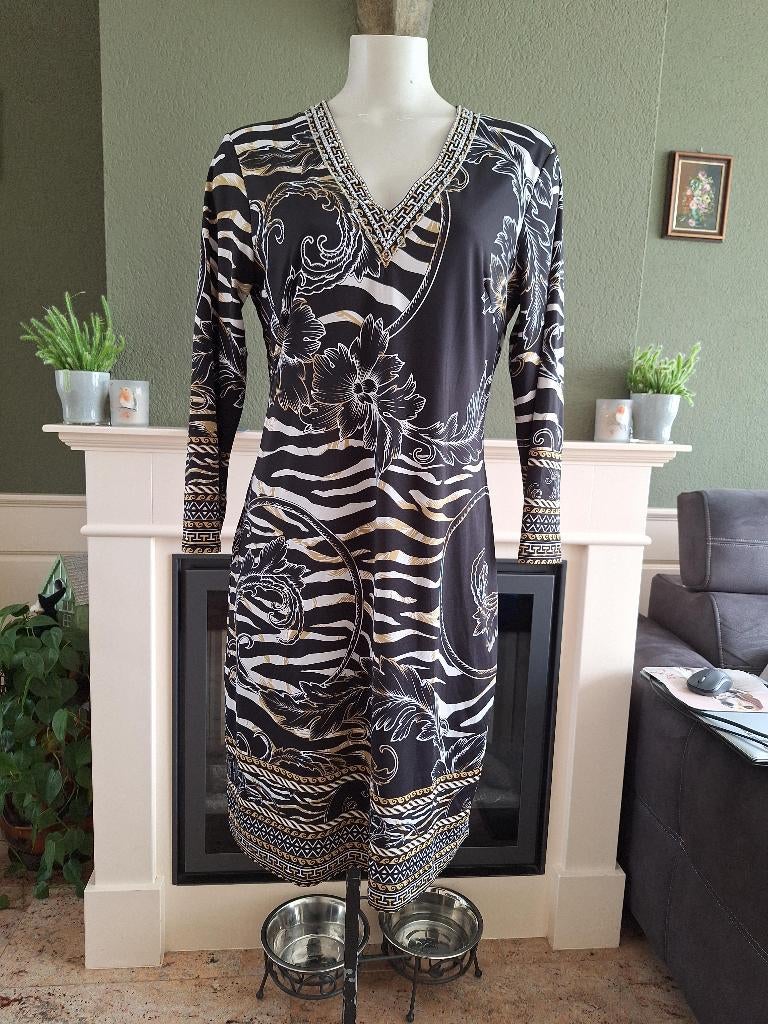 K-Design K Design zebra jurk M, K-design, Verzenden, Zwart, Maat 42/44 (L)