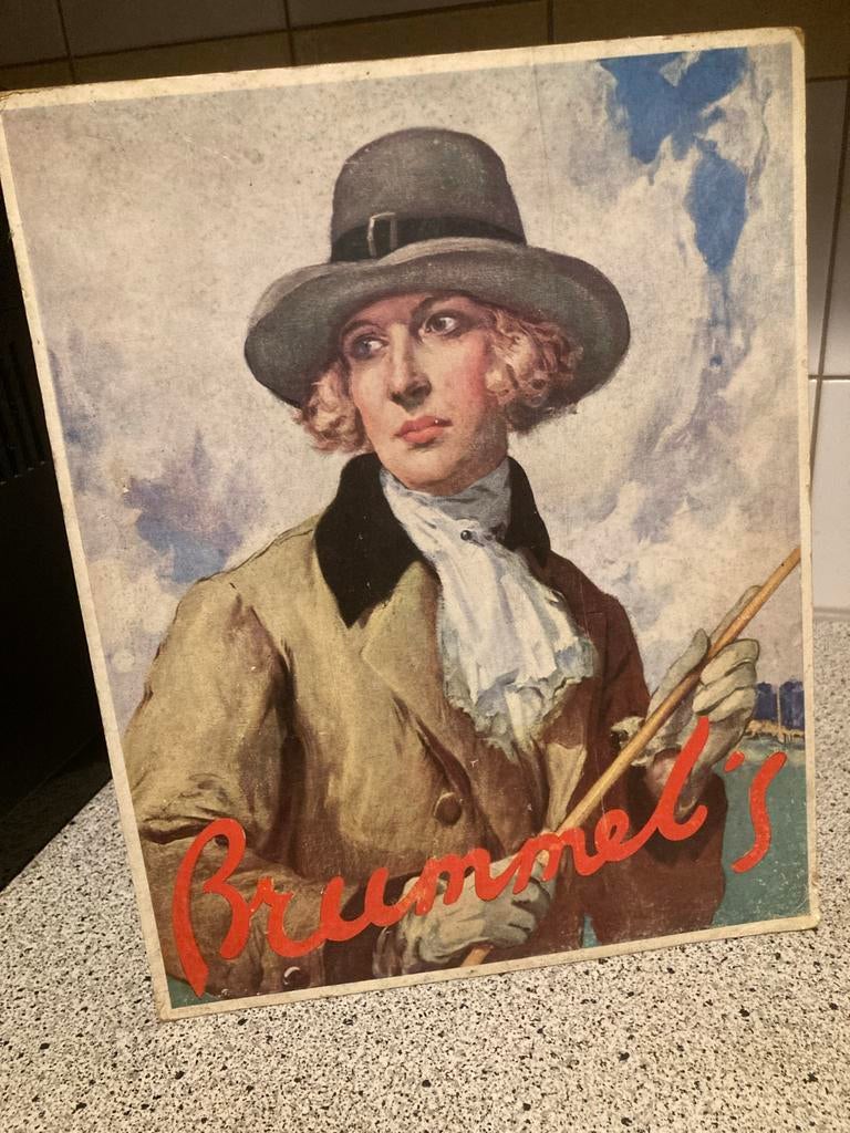 Vintage Brummels reclame poster - Klassieke stijl, Verzamelen, Posters, Ophalen of Verzenden, A1 t/m A3, Reclame, Rechthoekig Staand