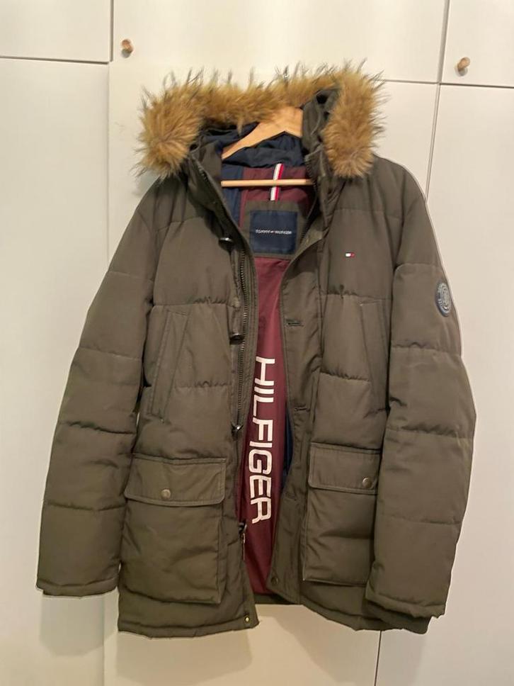 Tommy Hilfiger Winterjas - Maat L/XL, Kleding | Heren, Jassen | Winter, Gedragen, Maat 52/54 (L), Groen, Ophalen of Verzenden