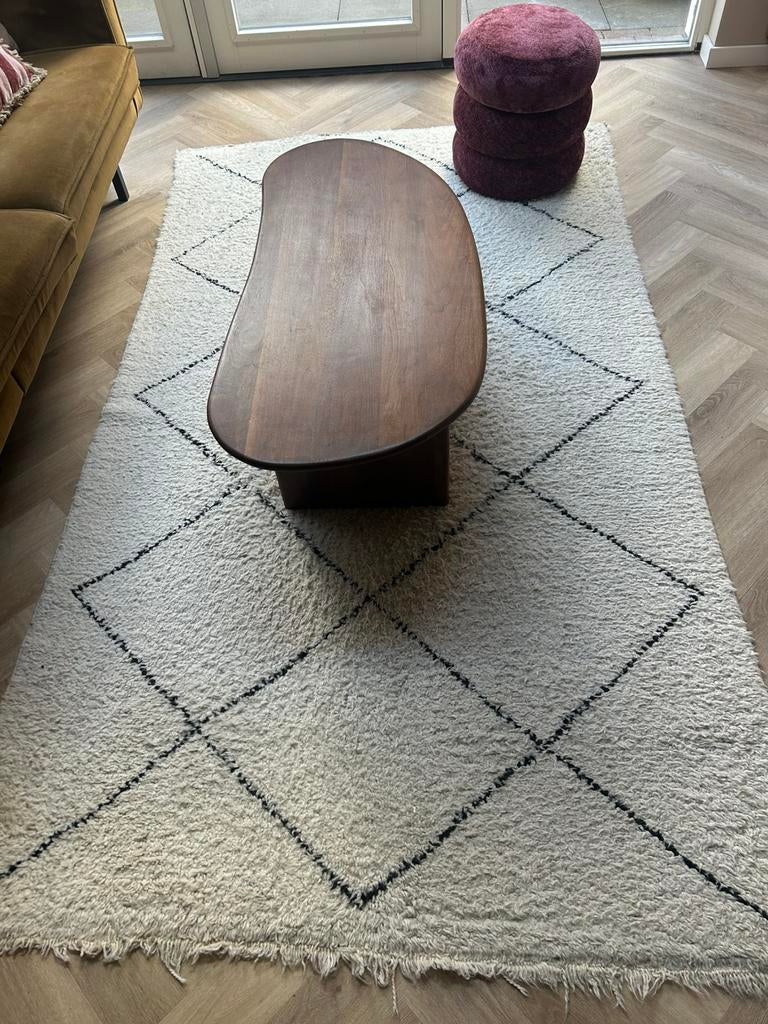 Berber vloerkleed, echt wol, 260 x 145 cm, Ophalen, Gebruikt, 100 tot 150 cm, Wit
