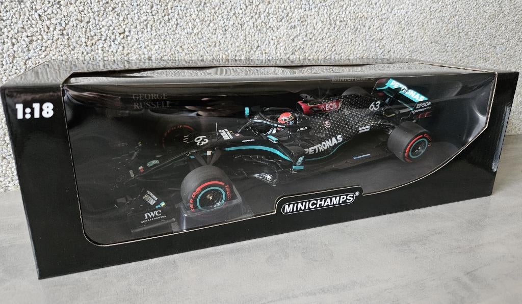1:18 Minichamps Mercedes W11 Russell 2020 F1 110201663, Ophalen of Verzenden, Nieuw, Auto, MiniChamps
