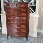 Antieke mahonie chiffonnière met 8 lades ranke uitstraling, Ophalen