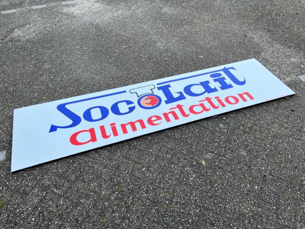 Origineel emaille reclame bord Socolait Alimentation - GROOT, Ophalen of Verzenden, Gebruikt, Reclamebord