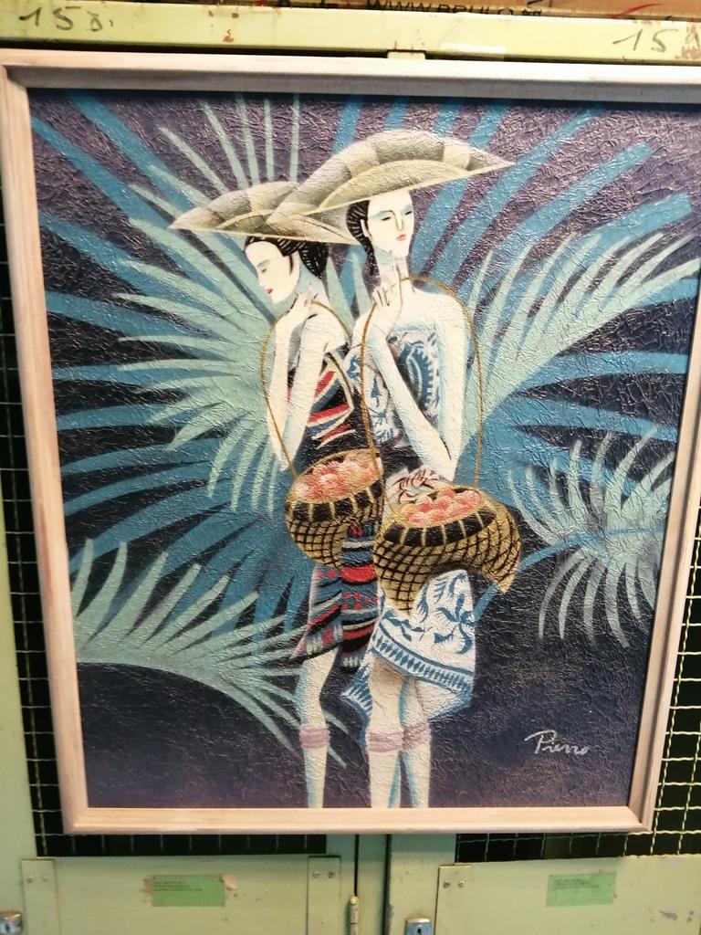 Uniek gesigneerd aziatisch schilderij olieverf op paneel., Antiek en Kunst, Ophalen of Verzenden