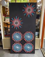 Vintage, retro gekleurd wandpaneel, garen draadkunst figuren, Ophalen, Huis en Inrichting