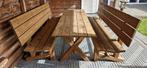 Geïmpregneerd Tuinhout Tuin Eetset met  2 Banken, Tuin en Terras, Ophalen, Gebruikt, 6 zitplaatsen, Bank
