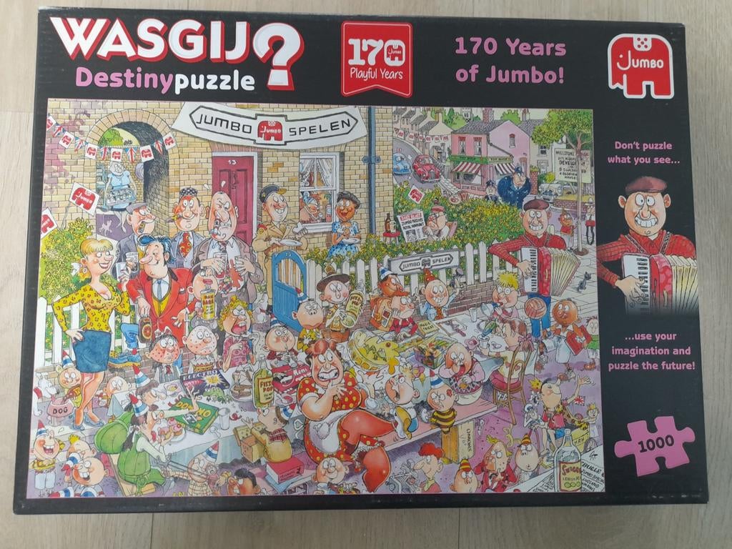 Wasgij - destiny - 170 years of Jumbo - jubileum (1000), Ophalen of Verzenden, 500 t/m 1500 stukjes, Zo goed als nieuw, Legpuzzel