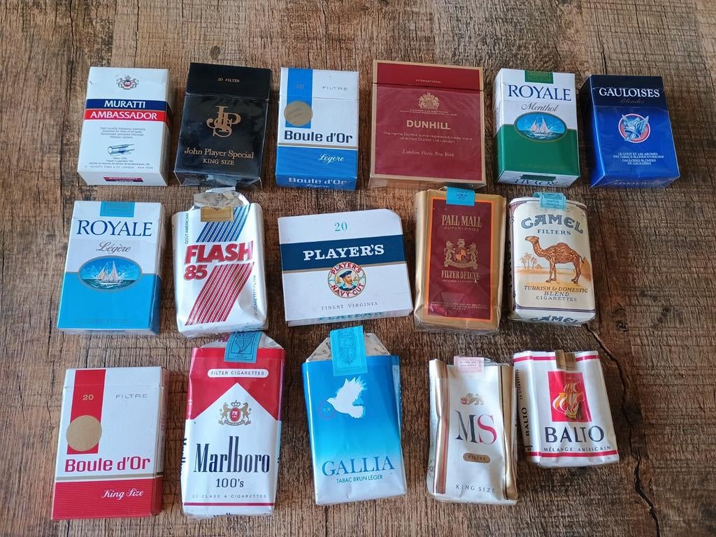 Verzameling oude lege sigaretten doosjes - verpakkingen, Verzamelen, Ophalen of Verzenden