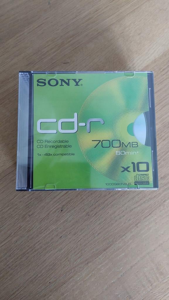Sony Cd-r 700mb 80min 10 pack slim case, Ophalen of Verzenden, Nieuw, Cd, Sony