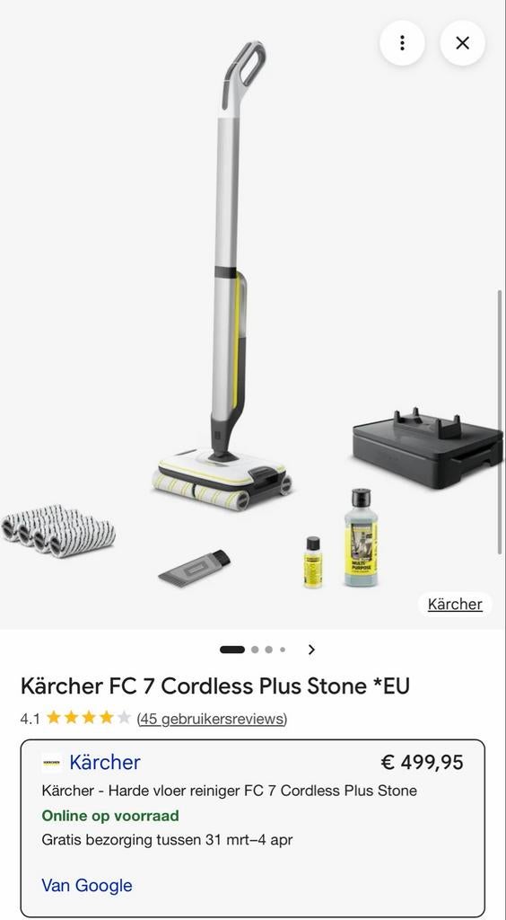 Kärcher FC 7 Cordless Plus Stone harde vloerreiniger, Ophalen, Gebruikt, Reservoir, Waterstofzuiger