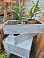 2 wit houten plantenbakken, Ophalen, Hout, Minder dan 30 cm