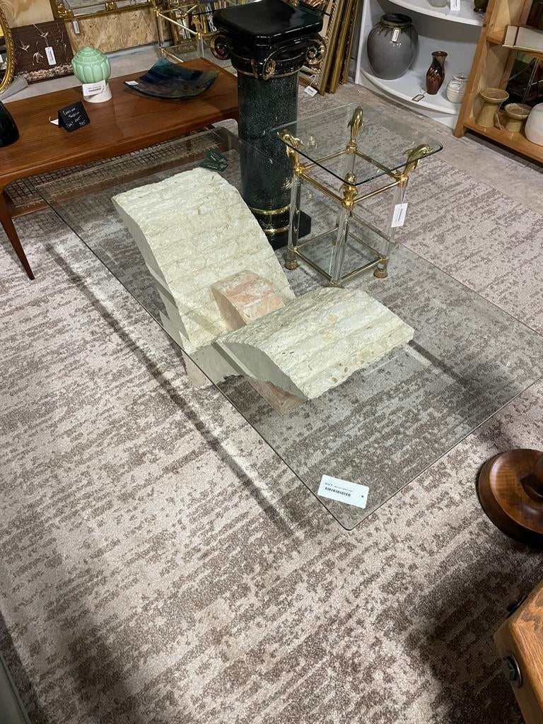 Vintage mactan salontafel, Huis en Inrichting, Ophalen, 100 tot 150 cm, 50 tot 100 cm, Minder dan 50 cm