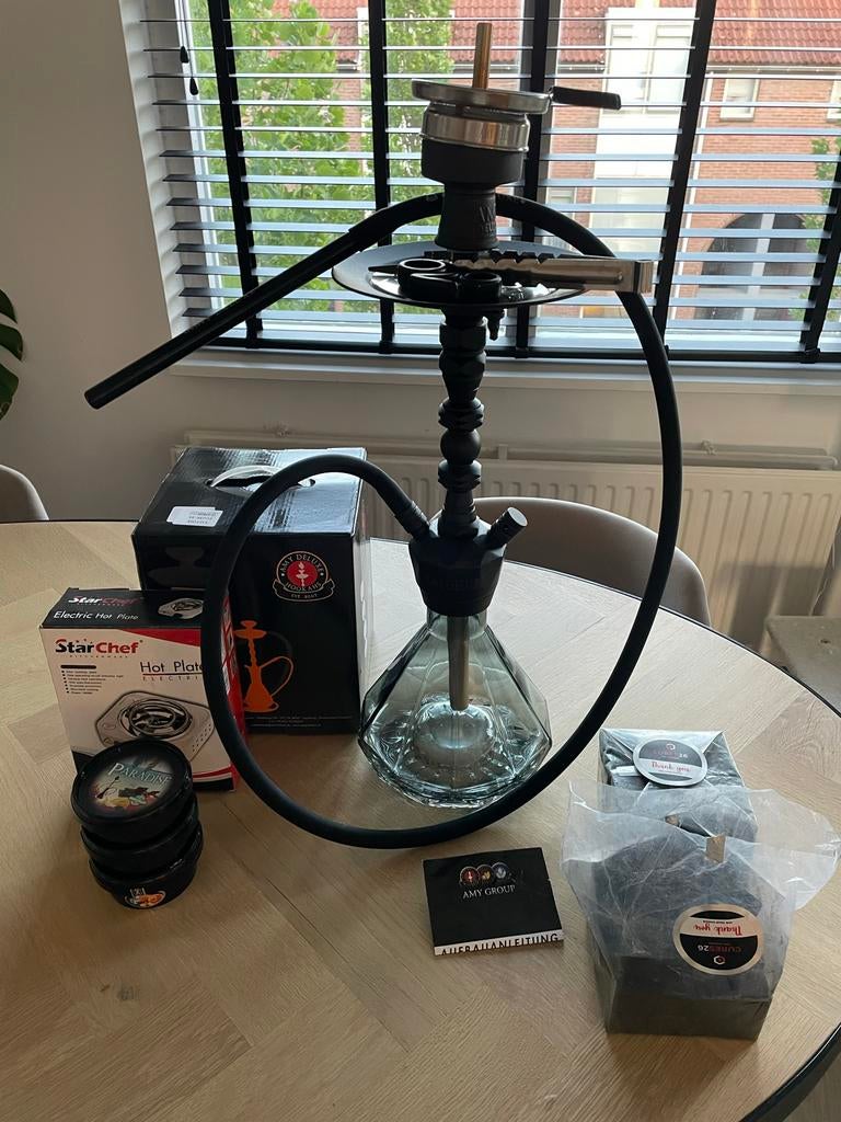Amy DeLuxe waterpijp/shisha met toebehoren, Ophalen, Zo goed als nieuw, (Water)pijp