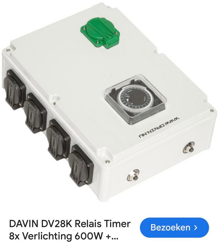 Davin DV28K Relais Timer 8x 600W Verlichting Kweekkast, Tuin en Terras, Kweekspullen, Ophalen of Verzenden, Zo goed als nieuw