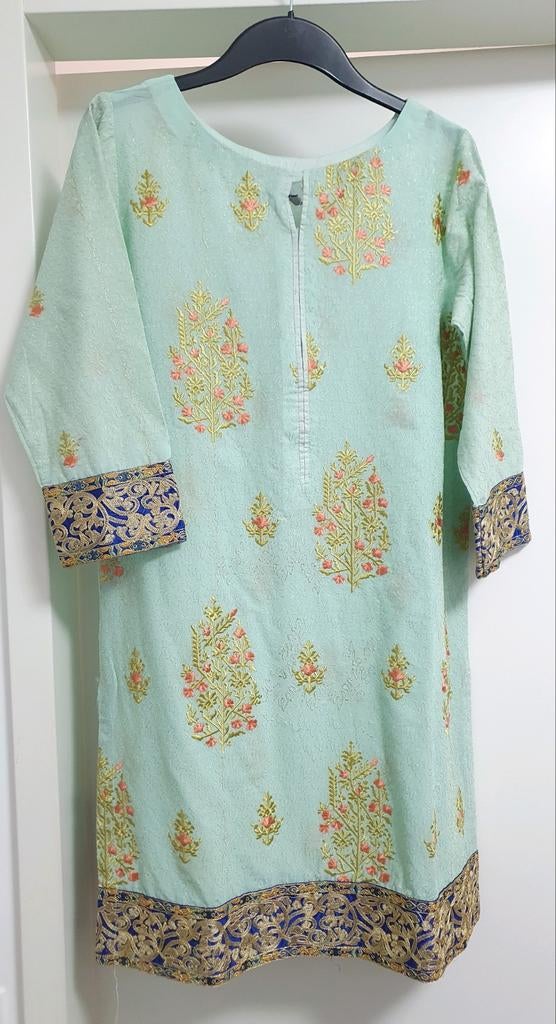 Lichtgroene jurk tuniek met gouden borduursels, Maat 38/40 (M), Nieuw, Ophalen of Verzenden, Onbekend