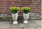 2 mooie betonnen bloempotten, Ophalen, Rond, 25 tot 40 cm