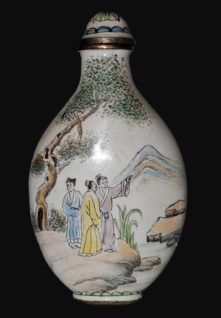 Antiek Chinese Snuiffles Fam Rose 1880-1910 Snuff Bottle, Ophalen of Verzenden