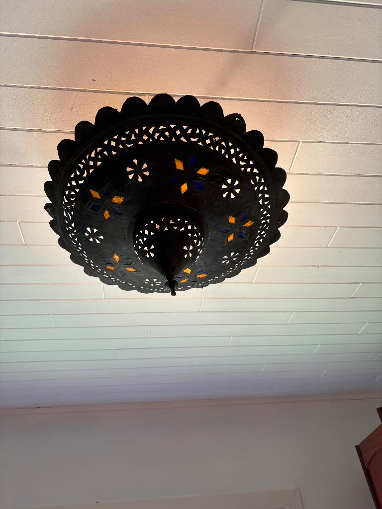 Marokkaanse hanglamp, Gebruikt, Marokkaans, Glas, Ophalen of Verzenden