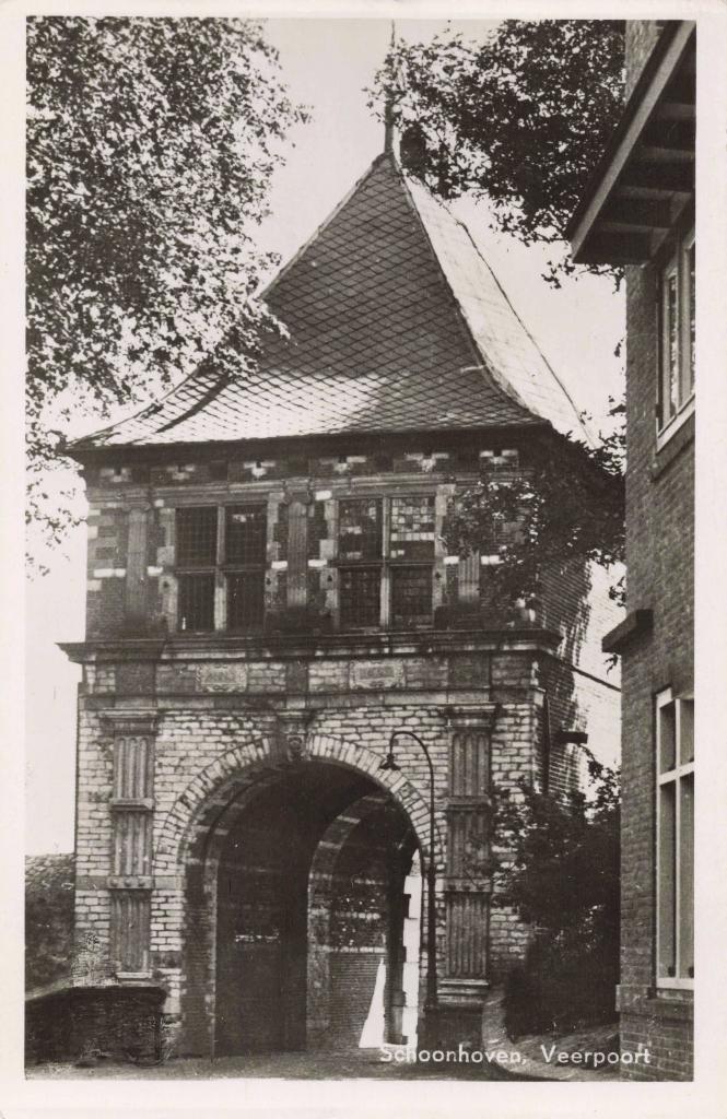 Schoonhoven Veerpoort OM247, Verzamelen, Ansichtkaarten | Nederland, Ophalen, 1940 tot 1960, Ongelopen, Zuid-Holland