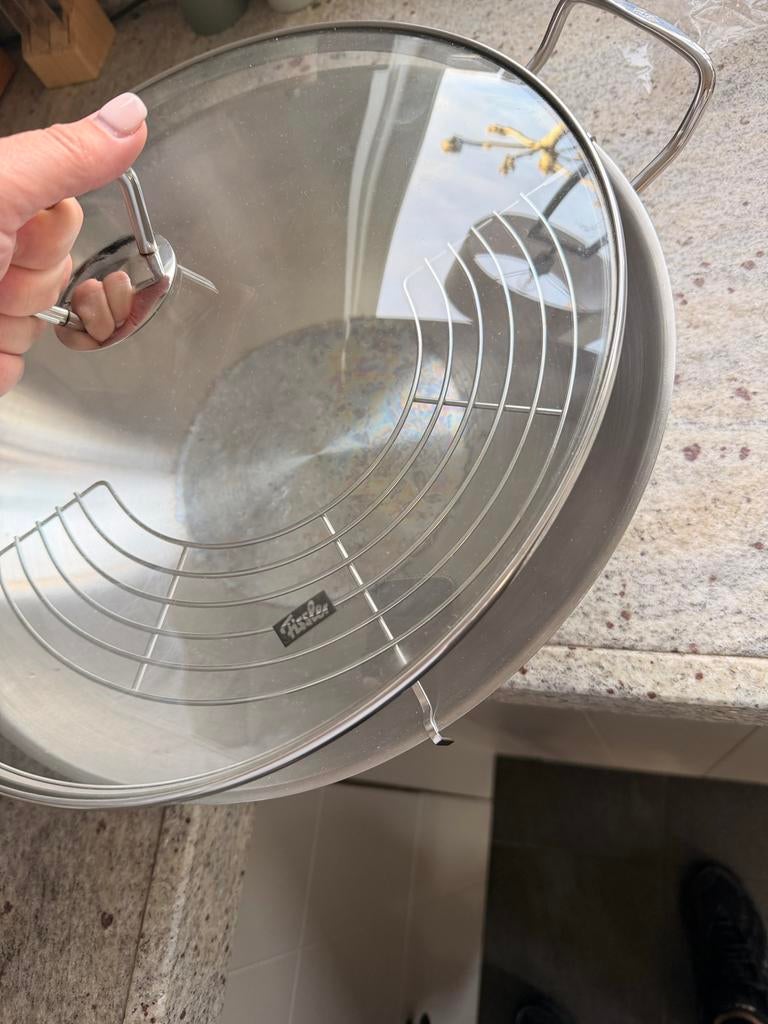 Fissler Original Profi wok met glazen deksel, Ophalen of Verzenden, Zo goed als nieuw