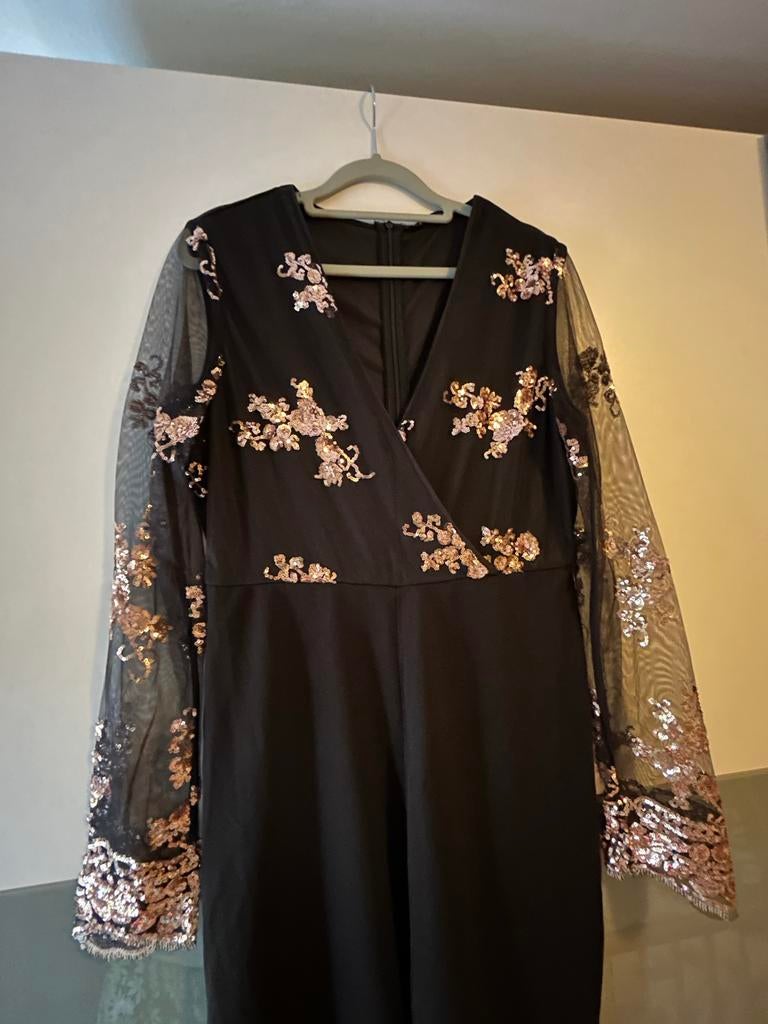 Chique Feest Avond Onesie Zwart Gouden Pailletten Maat L, Kleding | Dames, Jumpsuits, Ophalen of Verzenden, Nieuw, Maat 42/44 (L)