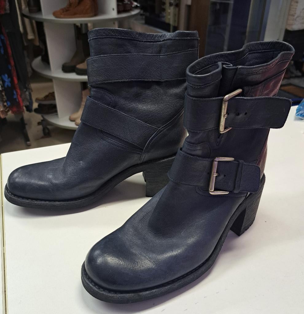 Free Lance bikerboots enkellaars donkerblauw leer 39.5 50034, Freelance, Blauw, ., Lage of Enkellaarzen