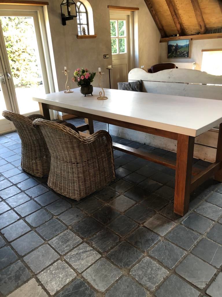 Lange eettafel, Huis en Inrichting, Tafels | Eettafels, Gebruikt, 200 cm of meer, Vijf personen of meer, Rechthoekig