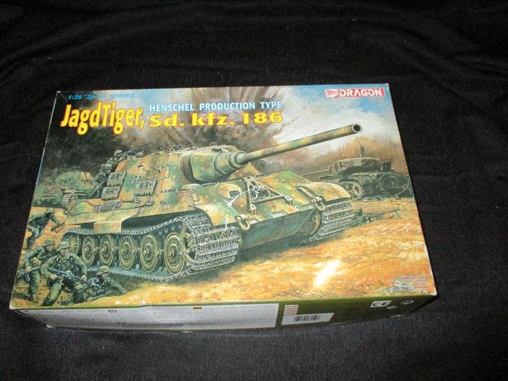 H-14,DRAGON 1-35,NO,6050,Jagdtiger Sd.Kfz. 186 Henschel Prod, Hobby en Vrije tijd, Modelbouw | Auto's en Voertuigen, Nieuw, Overige typen