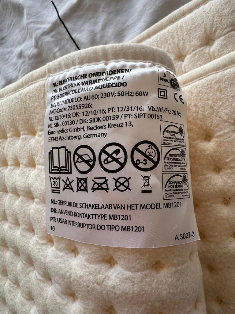 Elektrische Warmtedeken - Heerlijk Warm in Bed, Gebruikt, Eenpersoons, Beige, Ophalen of Verzenden