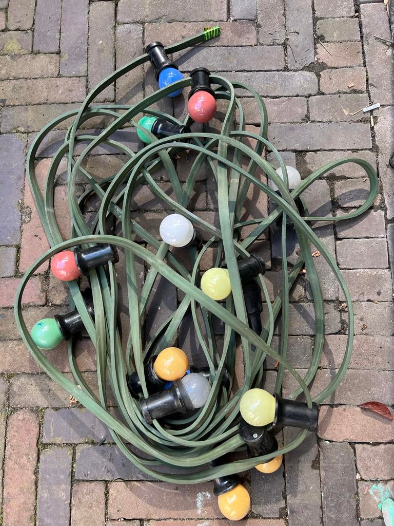 Prik kabel gekleurde buitenverlichting, Tuin en Terras, Buitenverlichting, Kunststof, Gebruikt, Overige typen, Ophalen of Verzenden