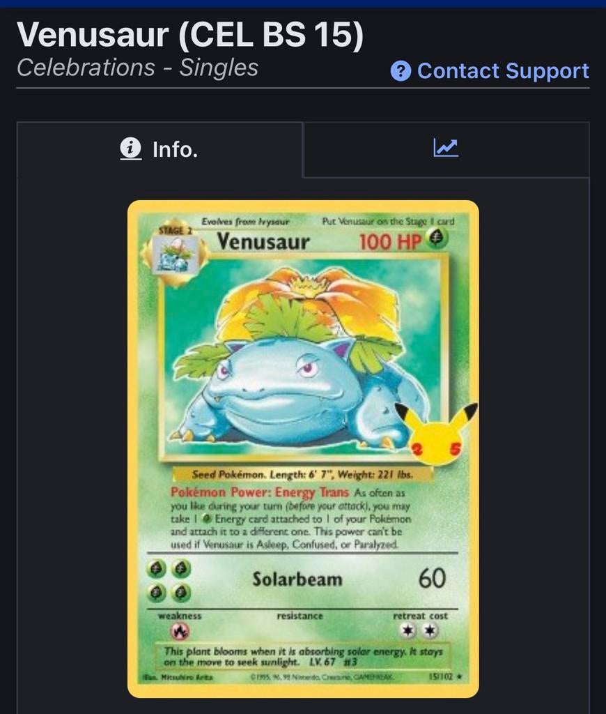 Venusaur Celebrations kaart (CEL BS 15), Ophalen of Verzenden, Nieuw, Losse kaart