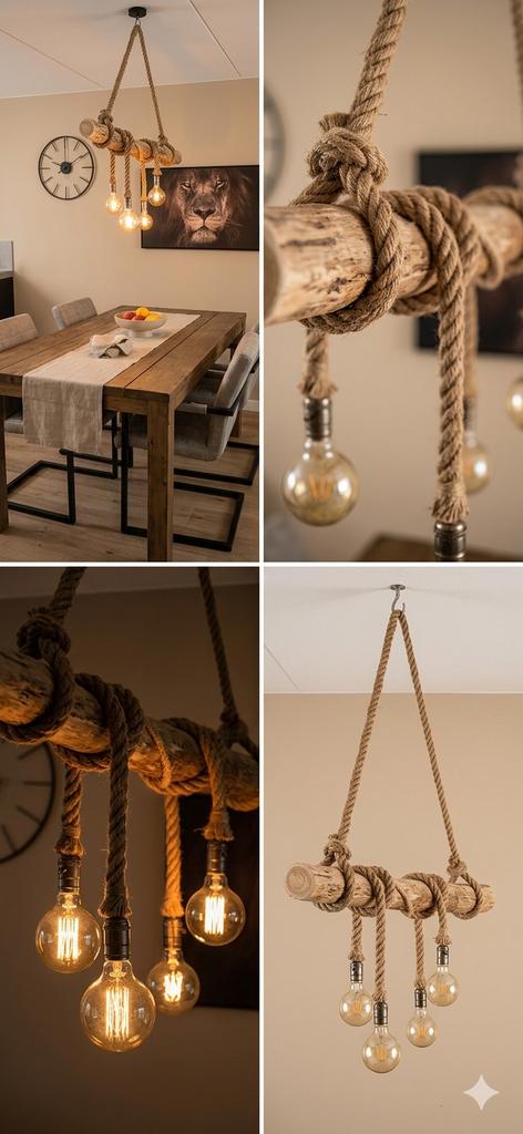 Originele boomstam lamp in nieuwstaat, Huis en Inrichting, Lampen | Hanglampen, Ophalen, Zo goed als nieuw, Hout, 50 tot 75 cm