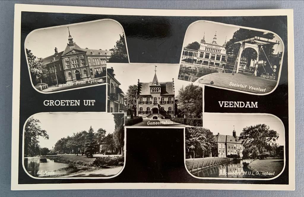 Groeten uit Veendam, Verzamelen, Ansichtkaarten | Nederland, Ophalen of Verzenden, 1920 tot 1940, Gelopen, Groningen