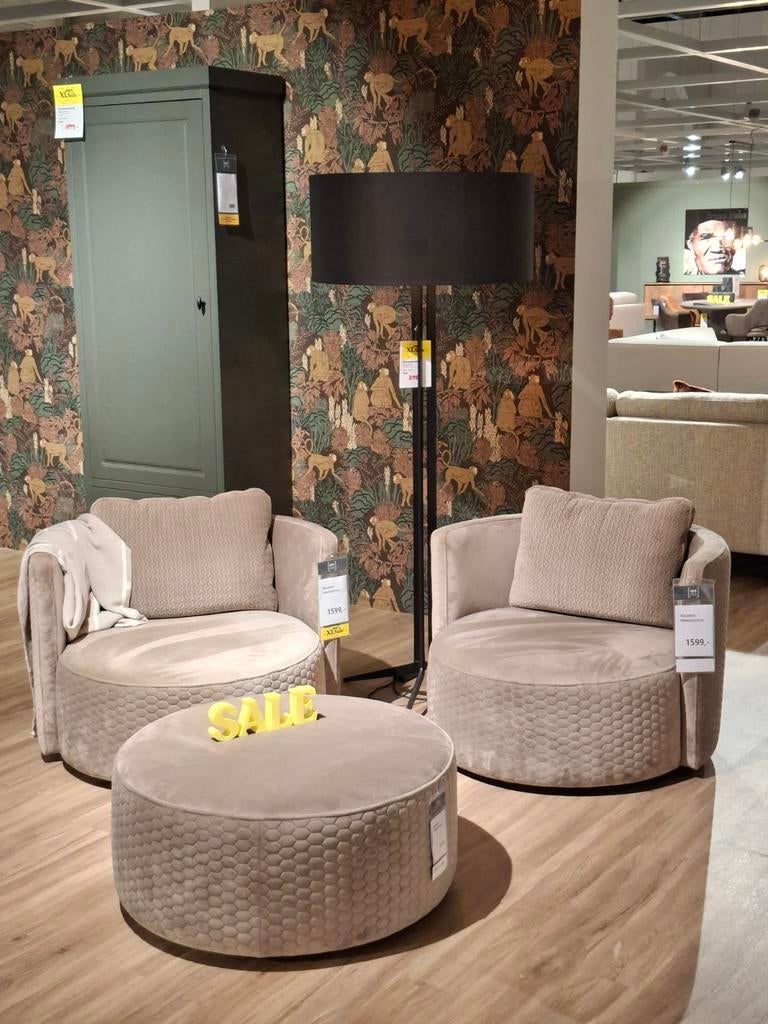 Showroommodel Fauteuil Rondo, Huis en Inrichting, Fauteuils, Nieuw, Metaal, Stof, Ophalen