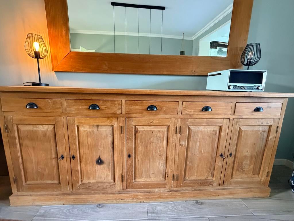 Teakhouten dressoir, Ophalen, Teakhout, Zo goed als nieuw, 200 cm of meer