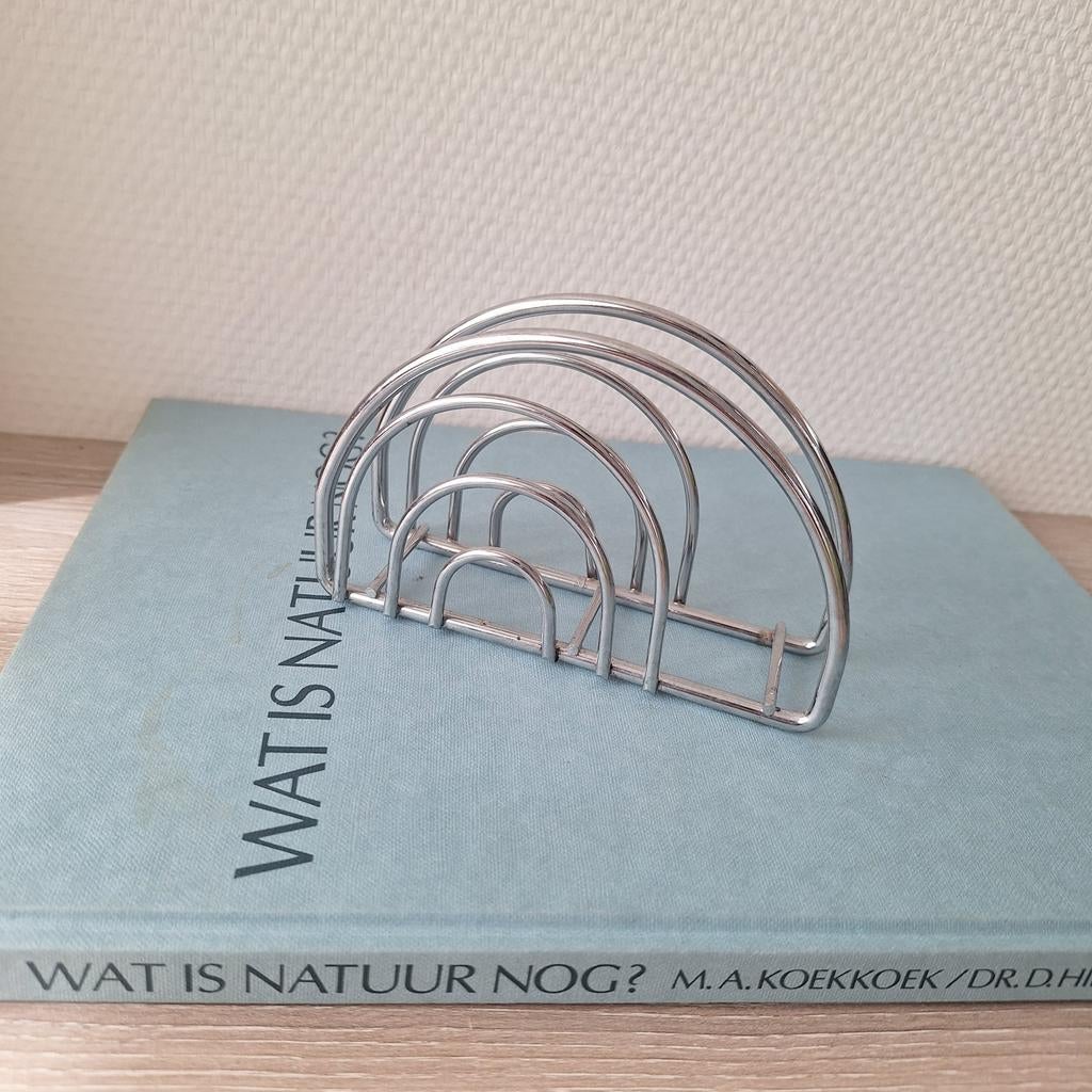 Vintage chroom staal servetten kaarten post houder space age, Ophalen of Verzenden, Zo goed als nieuw
