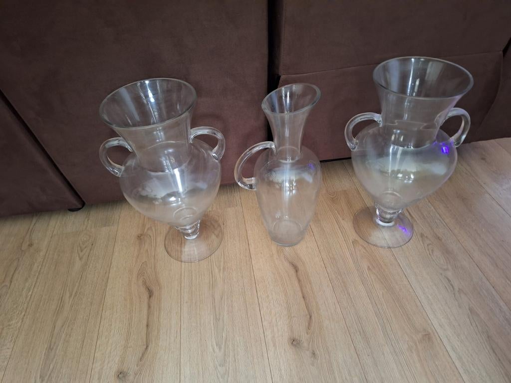 Mooie glazen vazen set van Lodsh, Ophalen, Overige kleuren, Minder dan 50 cm, Glas