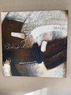 Abstract Acryl Schilderij 100x100cm - Bruin, Wit, Zwart, Antiek en Kunst, Ophalen