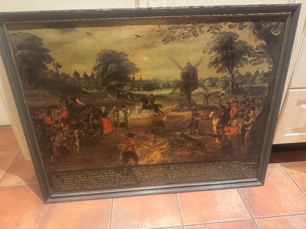 oorlogsprent schilderij groot van de peel, Antiek en Kunst, Kunst | Schilderijen | Klassiek, Ophalen of Verzenden