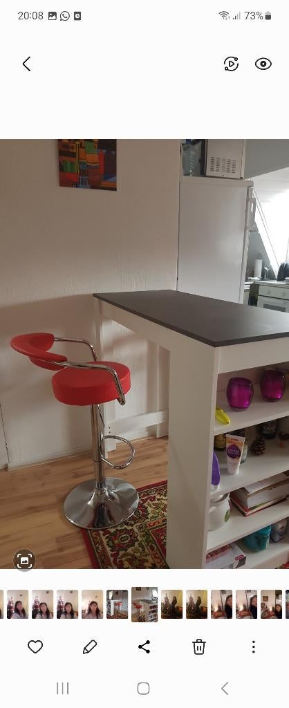 Bartafel wit-grijs(marmer), 10250115 (HDB), Ophalen, Zo goed als nieuw