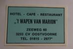 Hotel Café Rest   't WAPEN VAN MARION   Zeeweg    OOSTVOORNE, Verzenden, Zo goed als nieuw, Luciferdoosjes of -merken