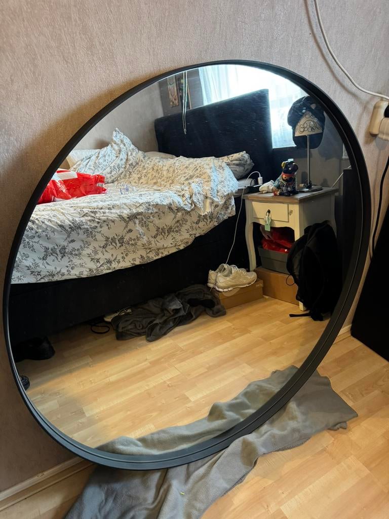 WOOD ronde spiegel 120cm rond, Rond, Ophalen of Verzenden, Zo goed als nieuw, 100 tot 125 cm