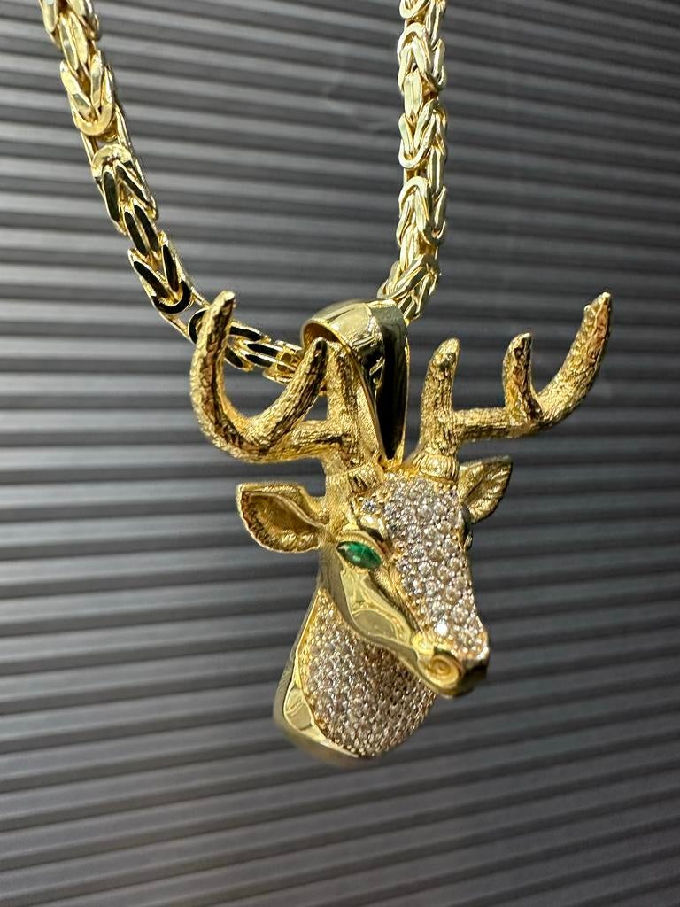 14k Gouden Koningsketting met Hert Hanger, Ophalen of Verzenden, Nieuw, Goud, Met hanger