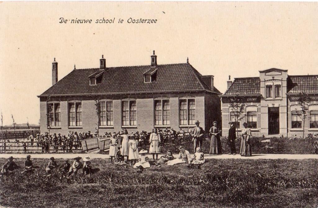 Oosterzee, De nieuwe School met veel kinderen. 5955, Verzenden, Voor 1920, Ongelopen, Friesland