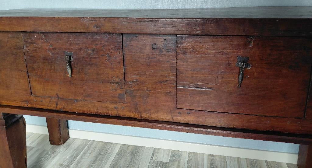 ROBUUSTE ANTIEKE SPAANSE SIDETABLE/WANDTAFEL, Ophalen