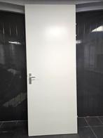 Witte gelakte opdekdeur linksdraaiend 88x231,5cm, Gebruikt, 80 tot 100 cm, 215 cm of meer, Binnendeur