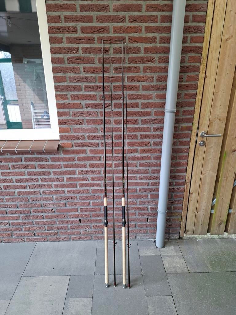 2 Handgemaakte 12ft Slim Line Carp Karperhengels., Ophalen, Gebruikt, Werphengel