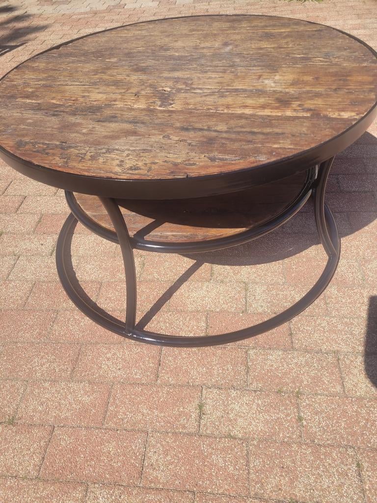 Ronde tafel met houten blad, diameter 90 cm, Gebruikt, 50 tot 100 cm, Rond, 50 tot 100 cm